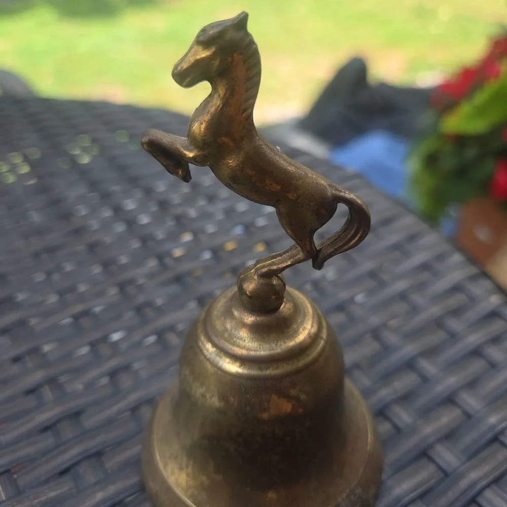 Collectible Vintage Brass Horse Hand Bell Figurine 4.5